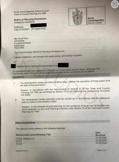 South Cambridgeshire Gauntlet Drive Approval Letter