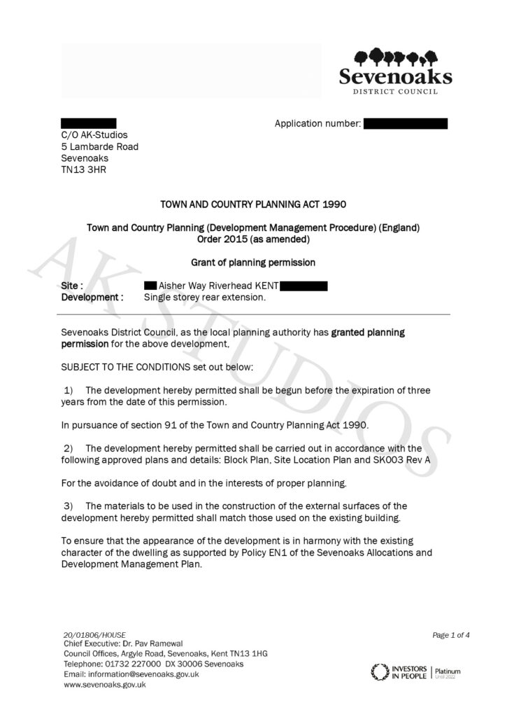 Sevenoaks Aisher Way Approval Letter