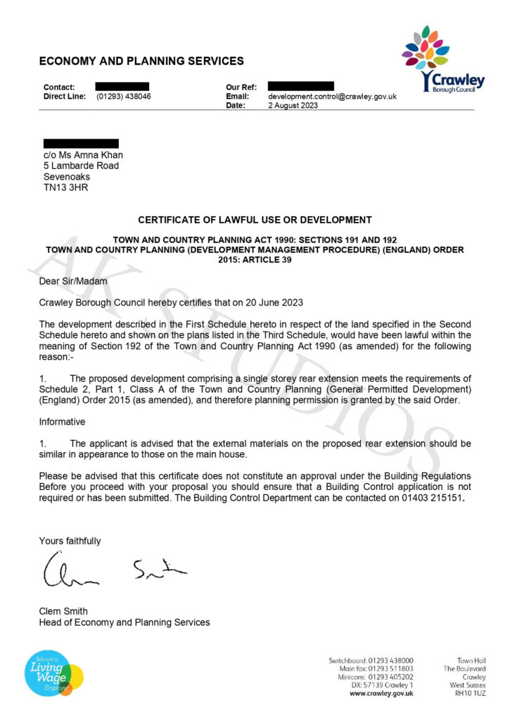 Crawley Forester Road Approval Letter